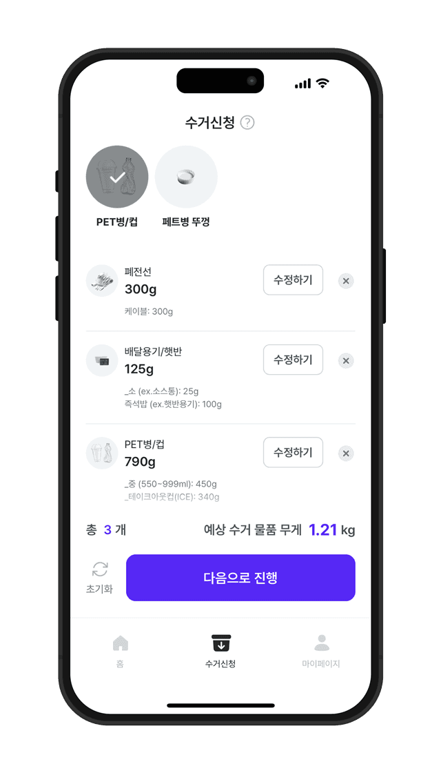 ECOYA collection request screen